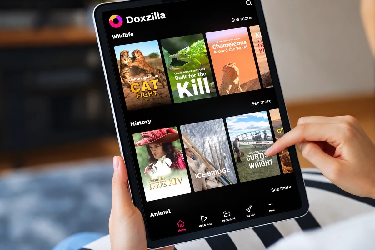 หน้าจอแอป Doxzilla บนแท็บเล็ต